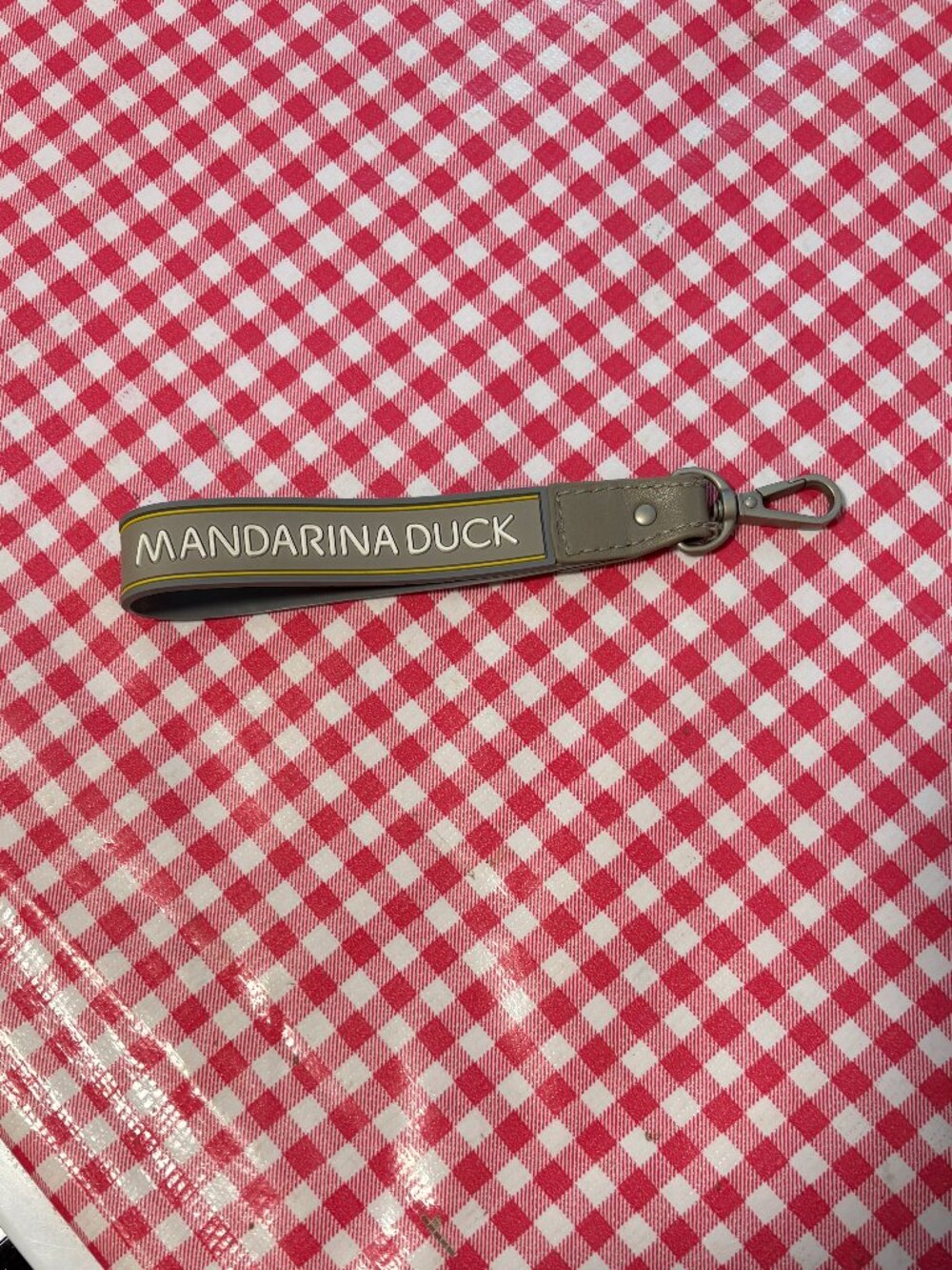 Mandarina Duck Gray Logo Wristlet Key Chain FOB